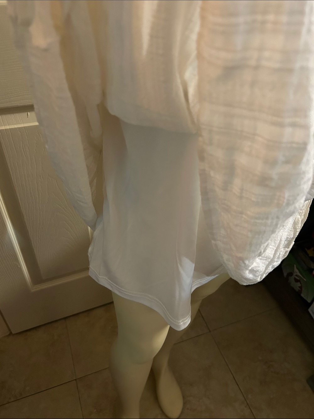 Gianni Bini White Cotton Tiered V-Neck Mini Dress - Picture 6 of 10